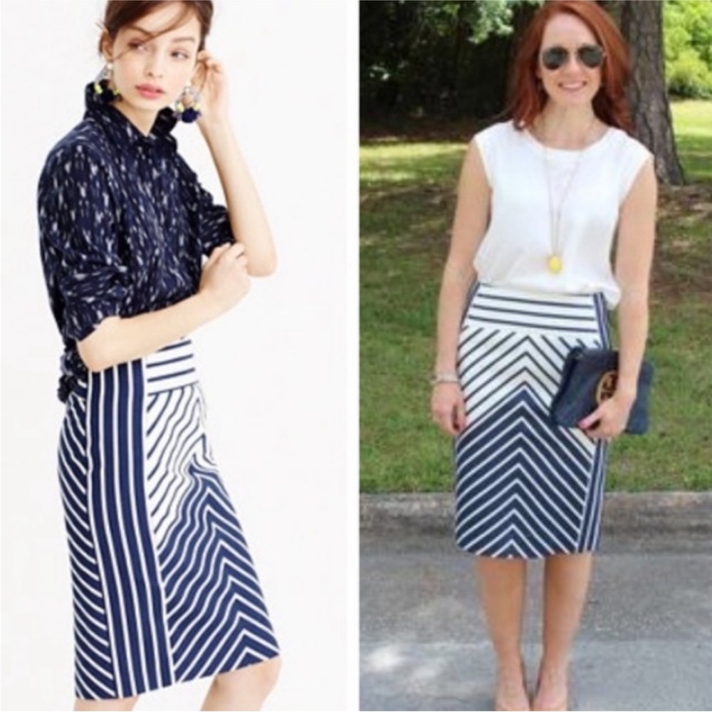 J Crew Chevron Stripe Pencil Skirt